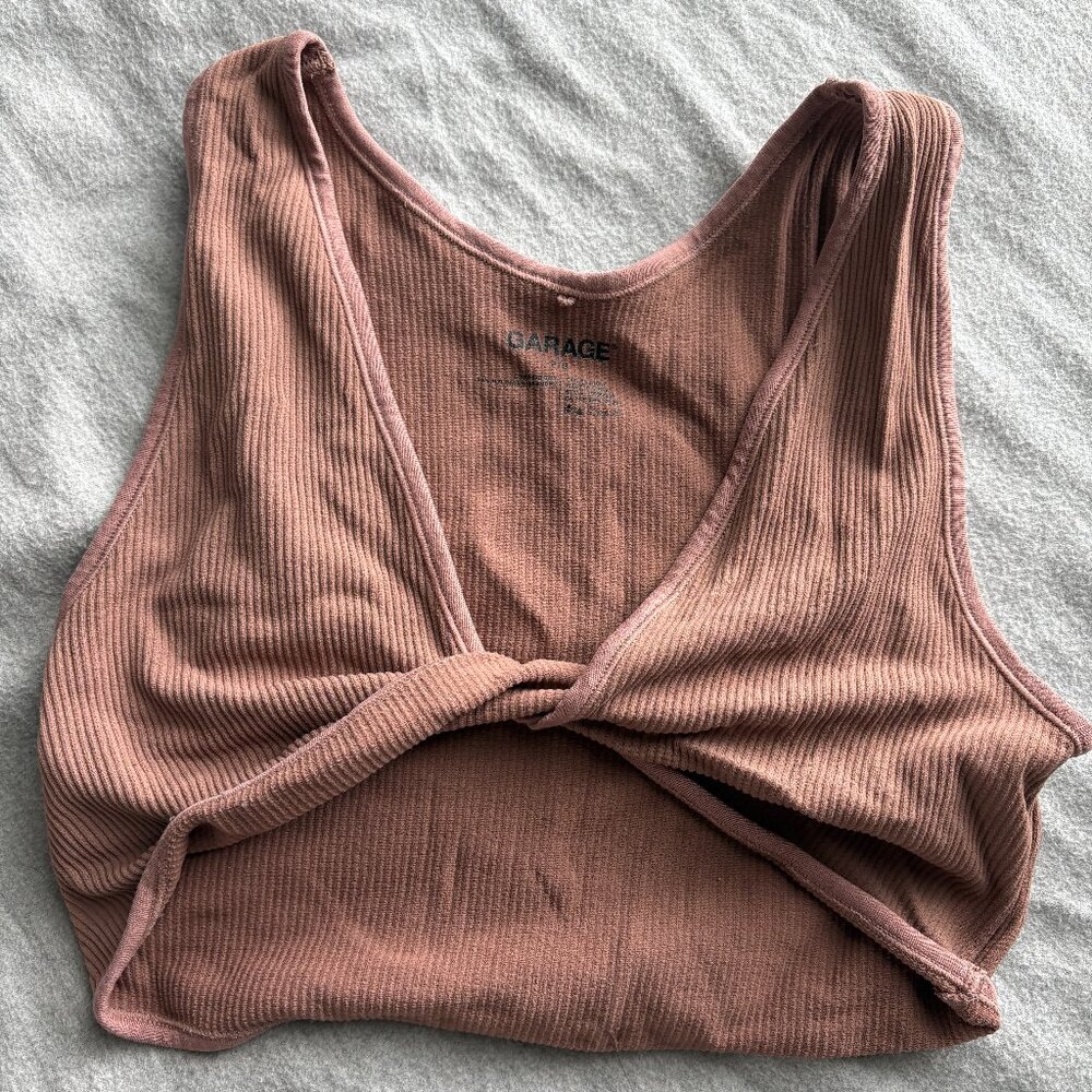 Garage Twist Front Cropped Tank Top